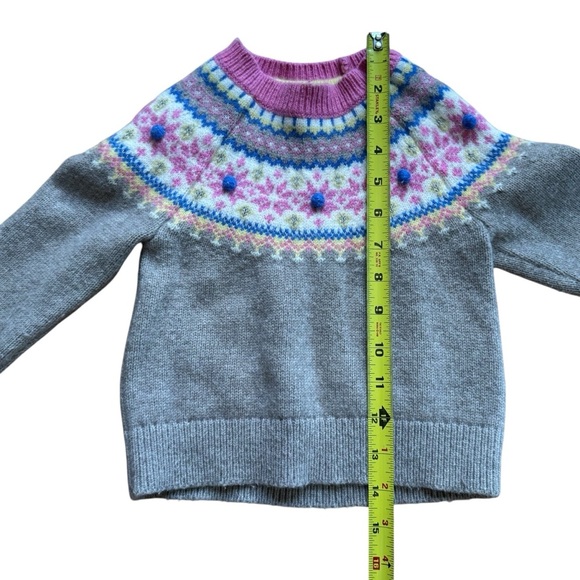 Boden Gray Pink Wool Blend Fair Isle Sweater Knit Christmas Girls 3-4 - Picture 6 of 9